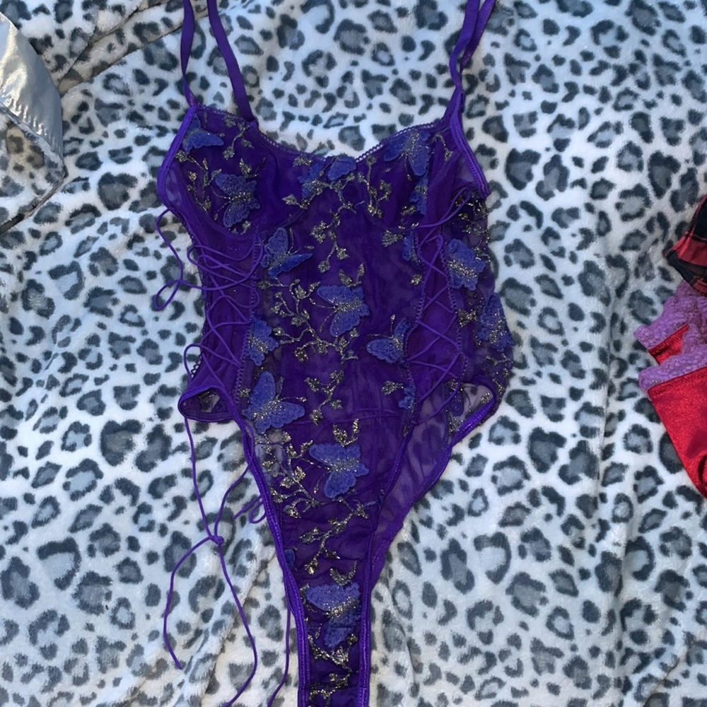 Purple mesh butterfly bodysuit